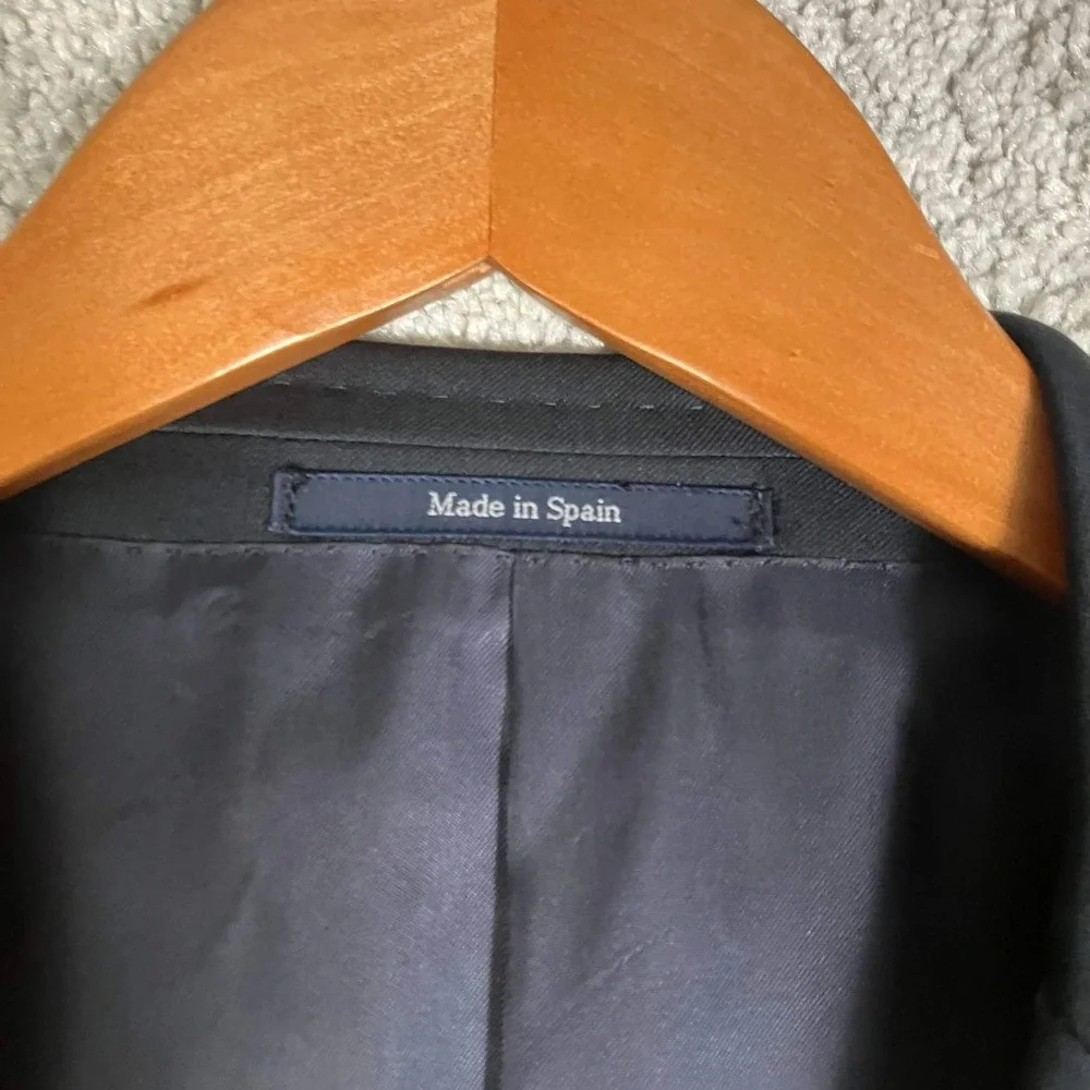 Ermenegildo Zegna Blazer Mens 50C Navy Blue Multiseason Wool Suit Jacket Flaws:(